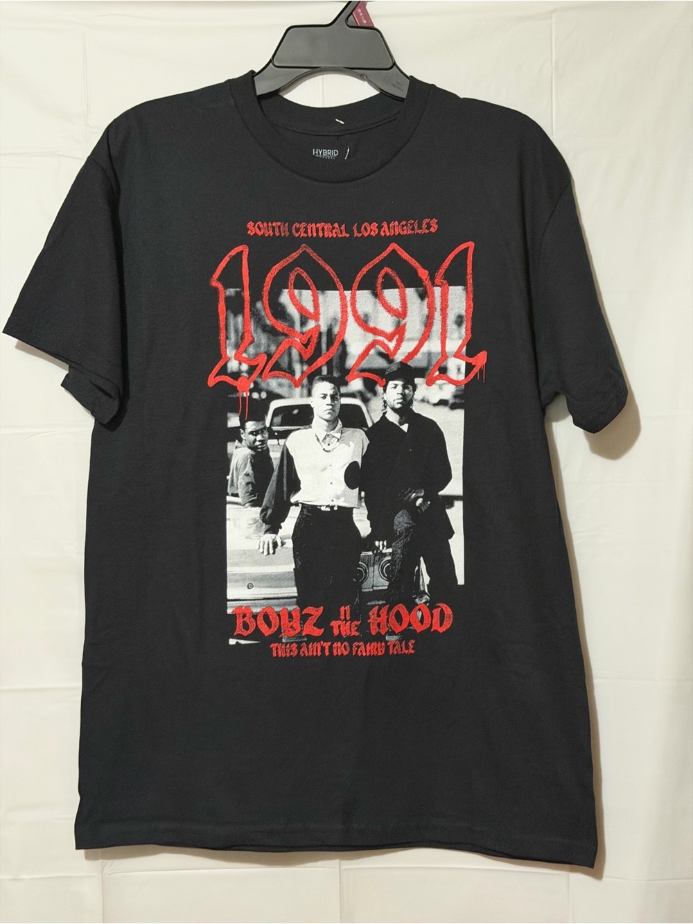 Hybrid Apparel Black Graphic Tee with Red 1991 Print